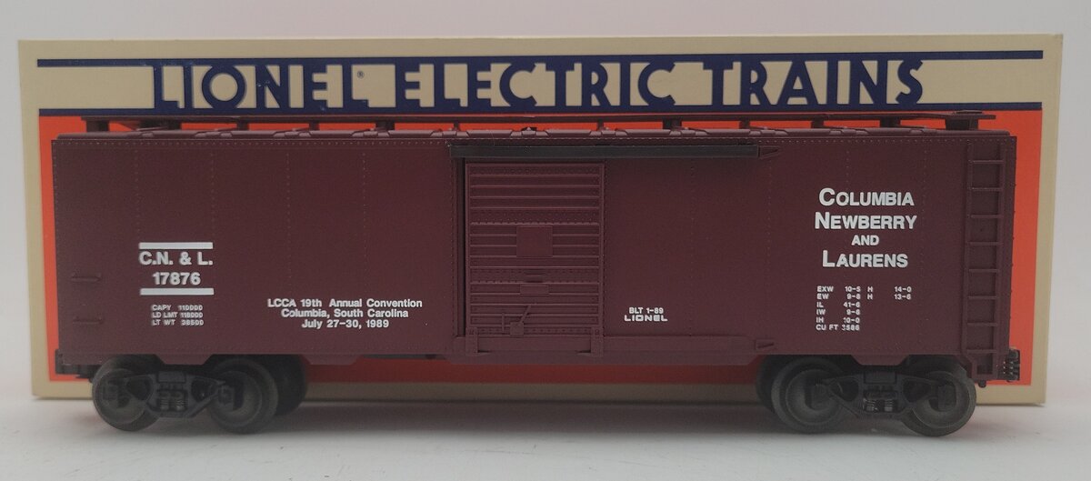 Lionel 6-17876 O Gauge LCCA 1989 Columbia, Newberry & Laurens Convention Box Car EX/Box