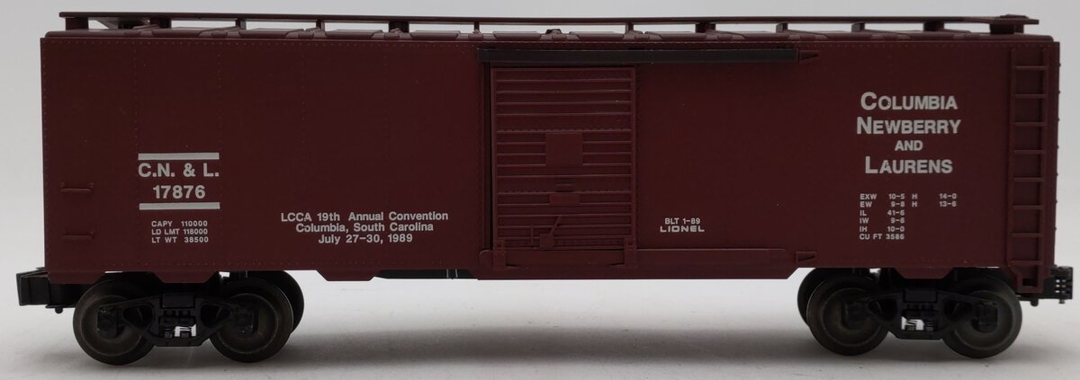 Lionel 6-17876 O Gauge LCCA 1989 Columbia, Newberry & Laurens Convention Box Car EX/Box