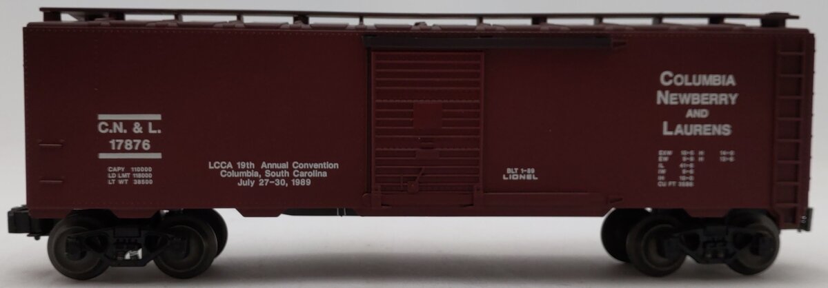 Lionel 6-17876 O Gauge LCCA 1989 Columbia, Newberry & Laurens Convention Box Car EX/Box