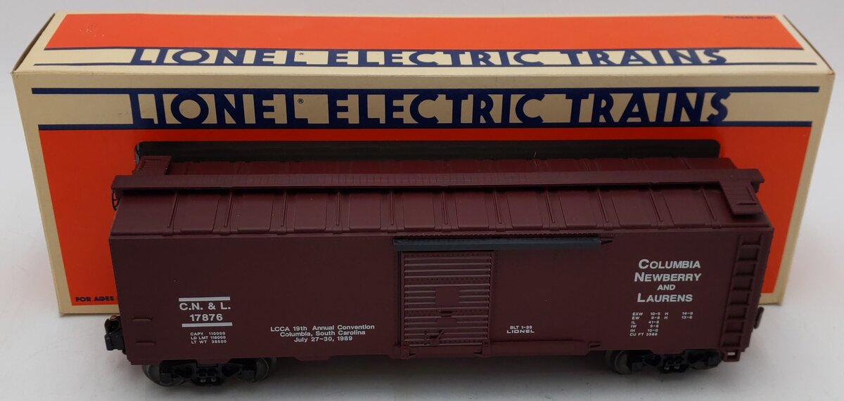 Lionel 6-17876 O Gauge LCCA 1989 Columbia, Newberry & Laurens Convention Box Car EX/Box