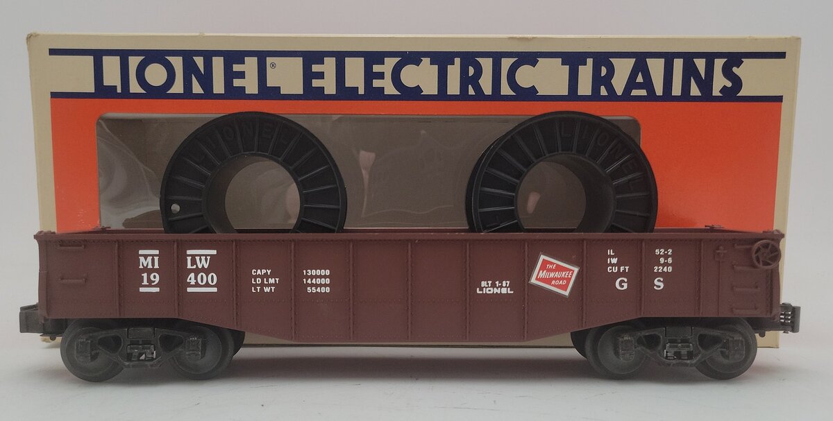 Lionel 6-19400 O Gauge Milwaukee Road Gondola with Cable Reels VG/Box