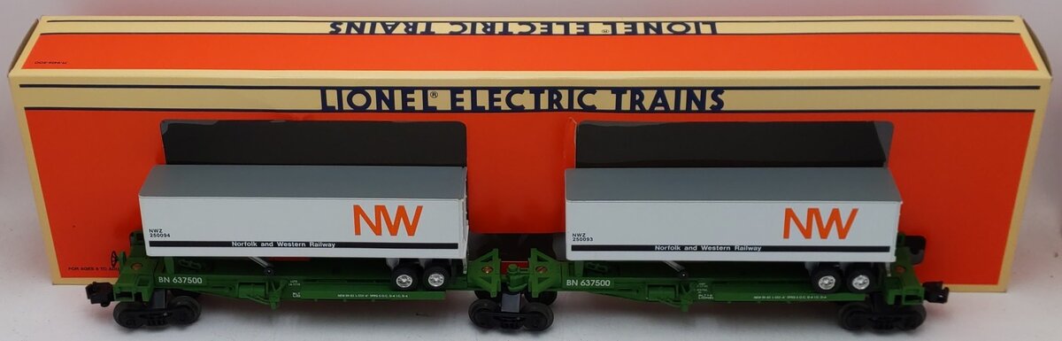 Lionel 6-52014 O Gauge Burlington Northern TTUX Flat Car with Trailers EX/Box