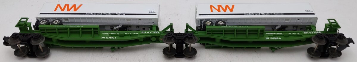 Lionel 6-52014 O Gauge Burlington Northern TTUX Flat Car with Trailers EX/Box