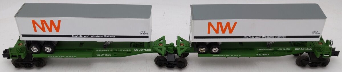 Lionel 6-52014 O Gauge Burlington Northern TTUX Flat Car with Trailers EX/Box