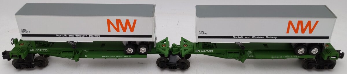 Lionel 6-52014 O Gauge Burlington Northern TTUX Flat Car with Trailers EX/Box