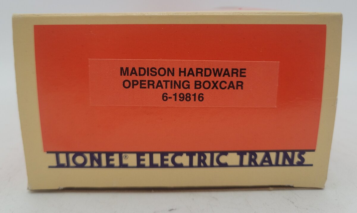 Lionel 6-19816 O Gauge Madison Hardware Operating Boxcar #190991 LN/Box
