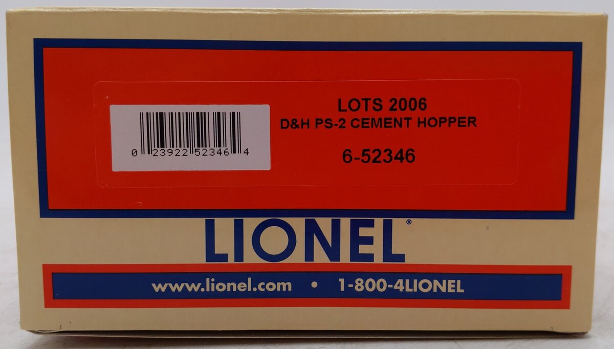 Lionel 6-52346 O Gauge Delaware & Hudson PS-2 Cement Hopper #12041 EX/Box