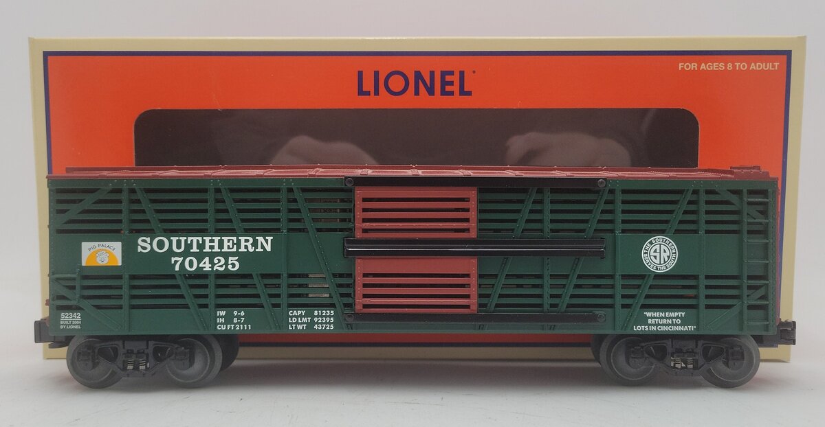 Lionel 6-52342 O Gauge Southern Stock Car with Pig Sounds #70425 EX/Box