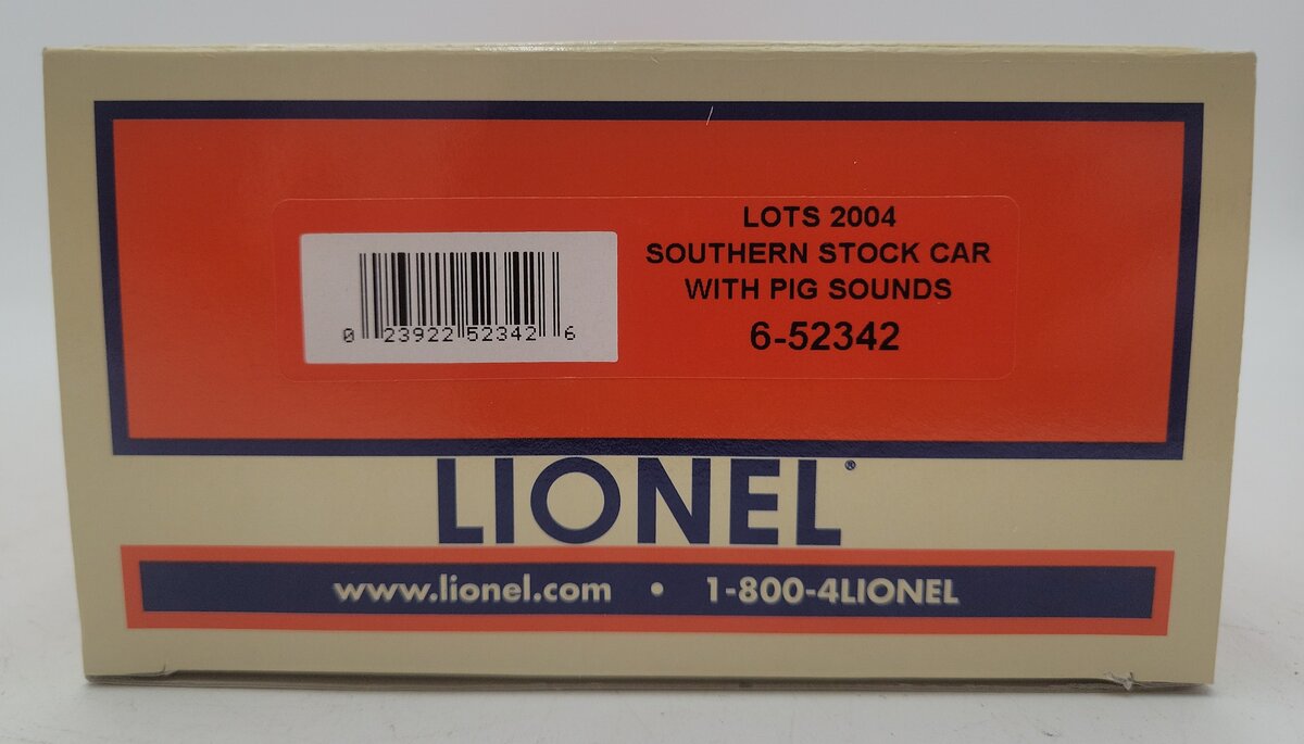 Lionel 6-52342 O Gauge Southern Stock Car with Pig Sounds #70425 EX/Box