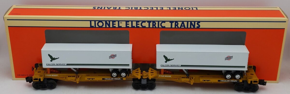 Lionel 6-16334 O Chicago & Northwestern TTUX Flat Cars with Trailers EX
