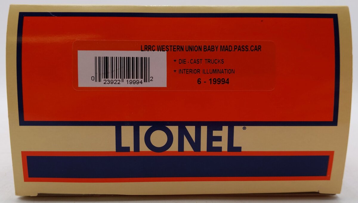 Lionel 6-19994 O LRRC Western Union Telegraph Baby Madison Passenger Car #1307 EX/Box