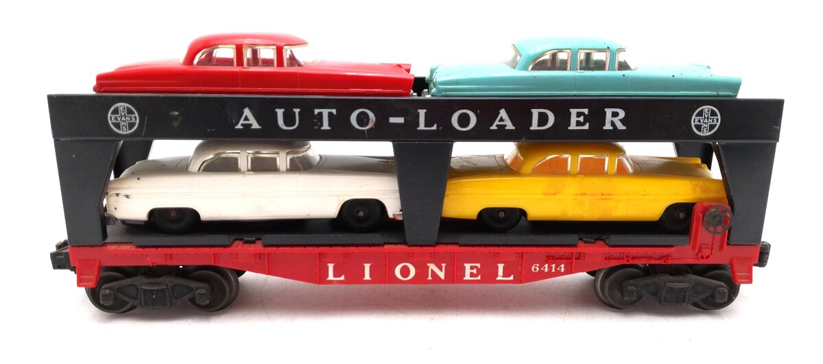 Lionel 6414 Vintage O Gauge Postwar Evans Autoloader with 4 Automobiles VG