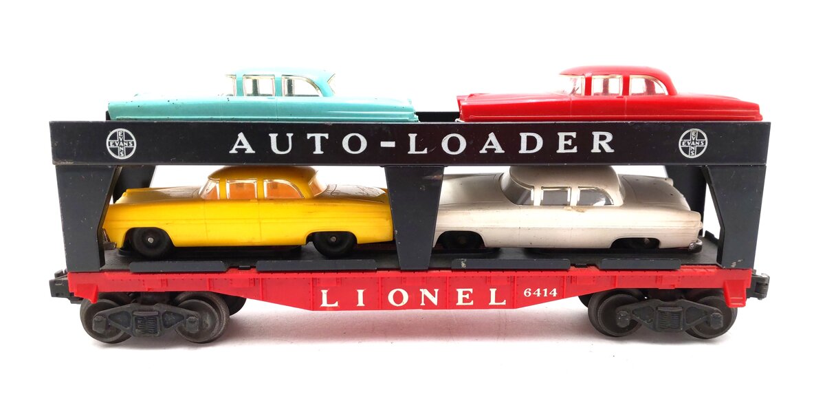 Lionel 6414 Vintage O Gauge Postwar Evans Autoloader with 4 Automobiles VG