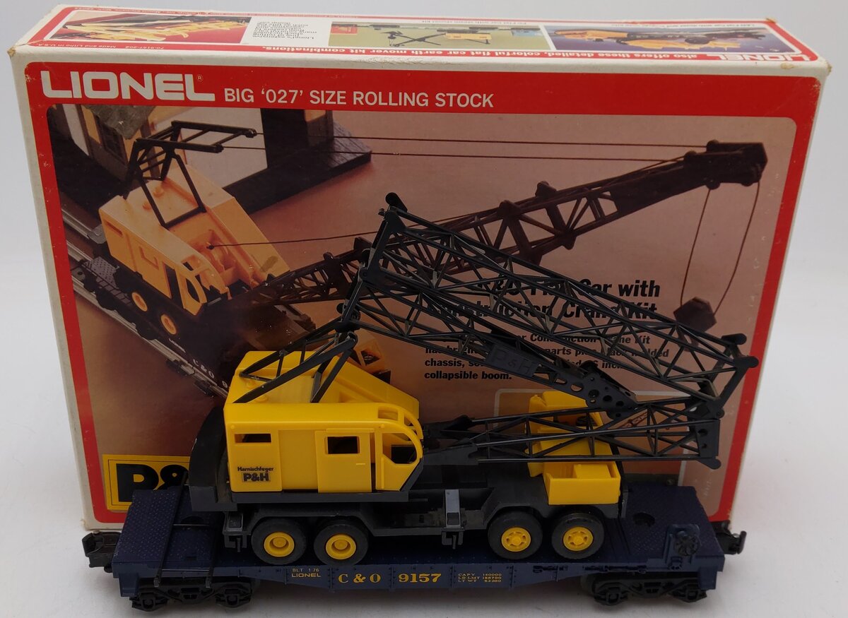 Lionel 6-9157 O Gauge Chesapeake & Ohio Flatcar with Construction Crane Kit VG/Box
