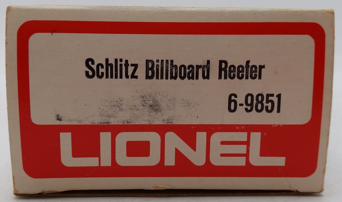 Lionel 6-9851 O Gauge Schlitz Billboard Reefer Car #9851 EX/Box