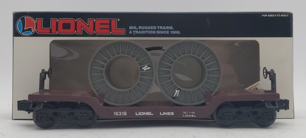 Lionel 6-16318 O Gauge Lionel Lines Depressed Flatcar with Cable Reels LN/Box