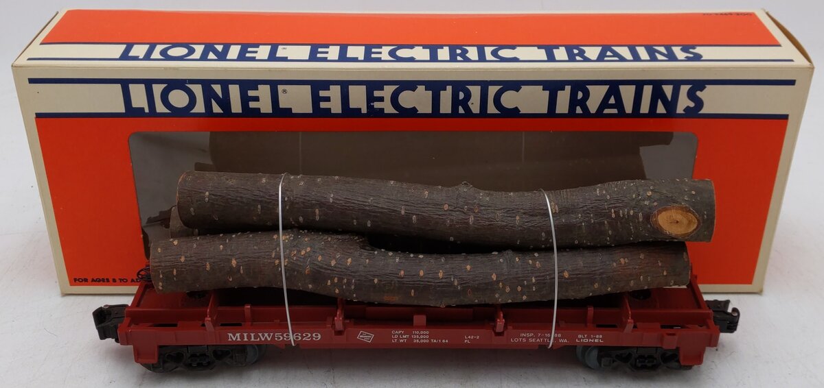 Lionel 6-59629 O Gauge MILW Flat Car w/ Logs EX/Box