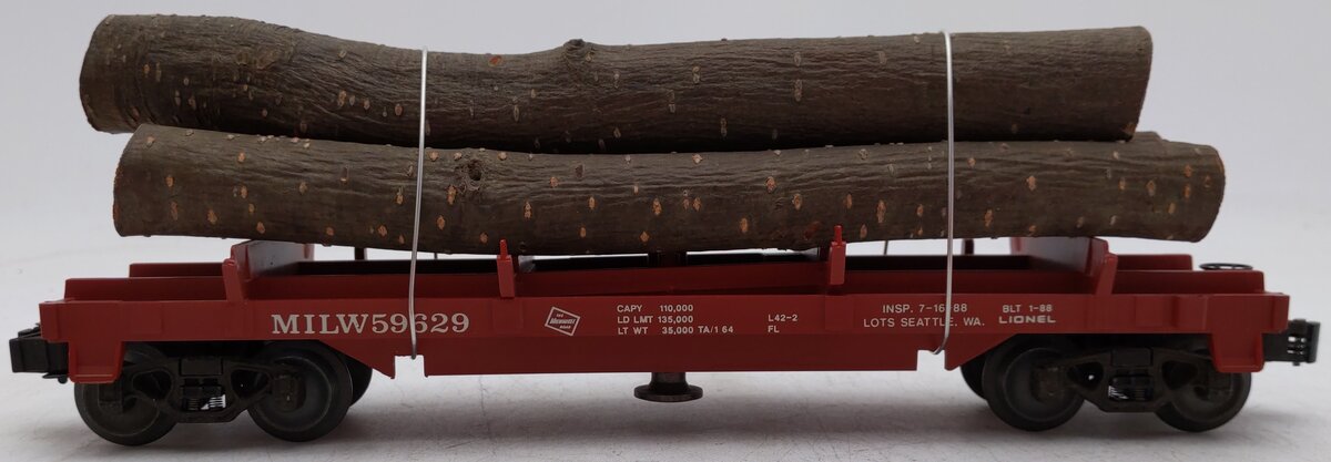Lionel 6-59629 O Gauge MILW Flat Car w/ Logs EX/Box