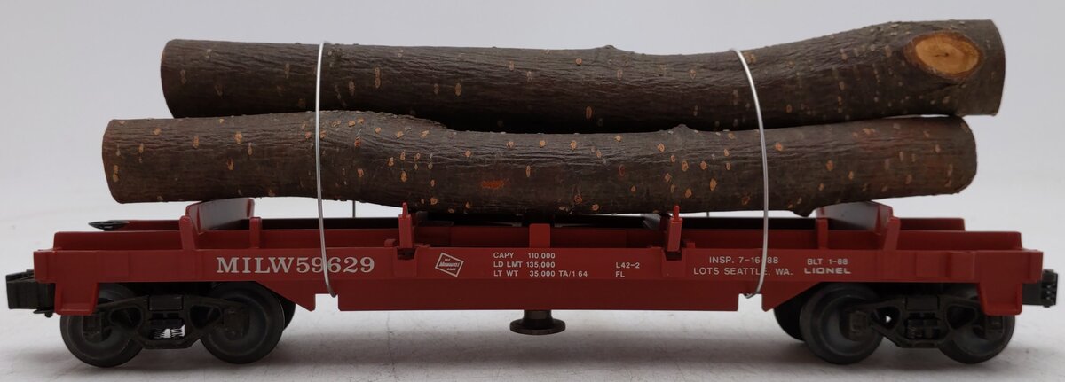 Lionel 6-59629 O Gauge MILW Flat Car w/ Logs EX/Box