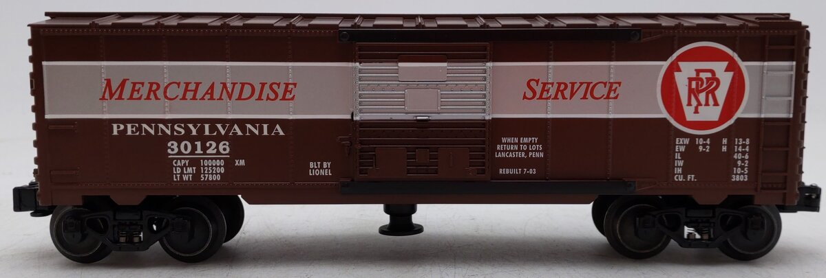 Lionel 6-52281 O Gauge LOTS 2003 PRR Merchandise Service Operating Boxcar #30126 EX/Box