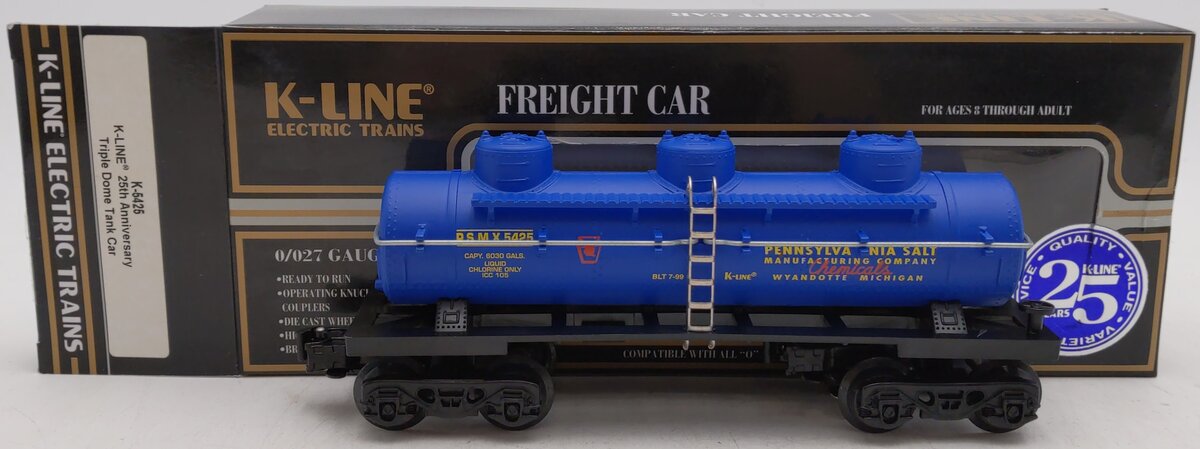 K-Line K5425 O Gauge 25th Anniversary Pennsylvania Salt Triple Dome Tank Car LN/Box