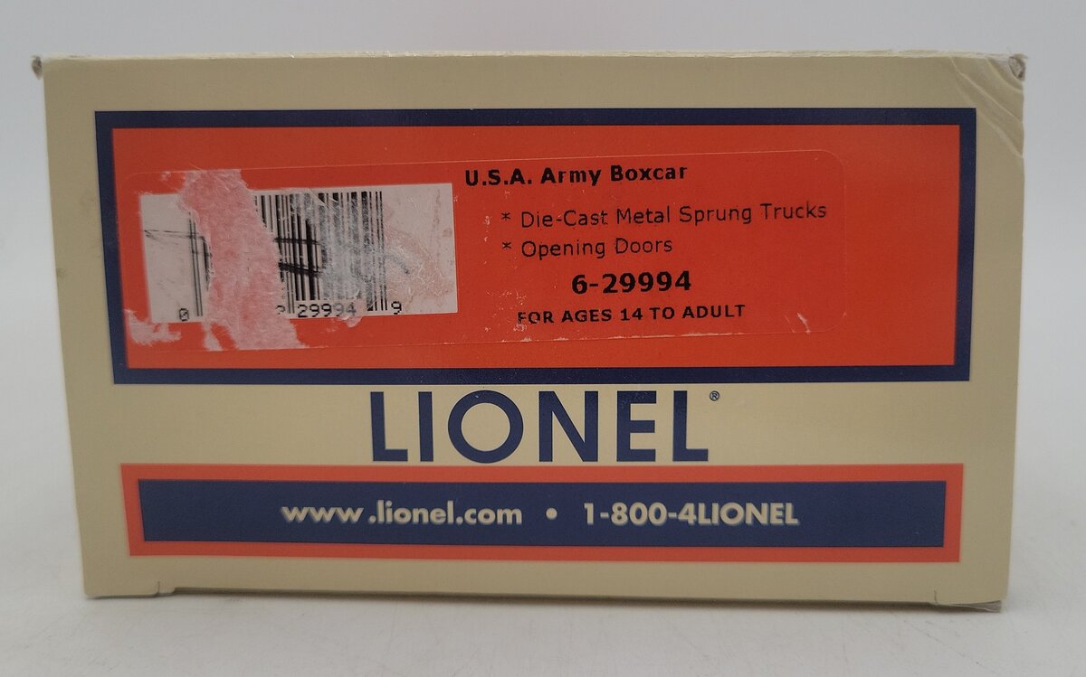 Lionel 6-29994 O USA Army Boxcar EX/Box
