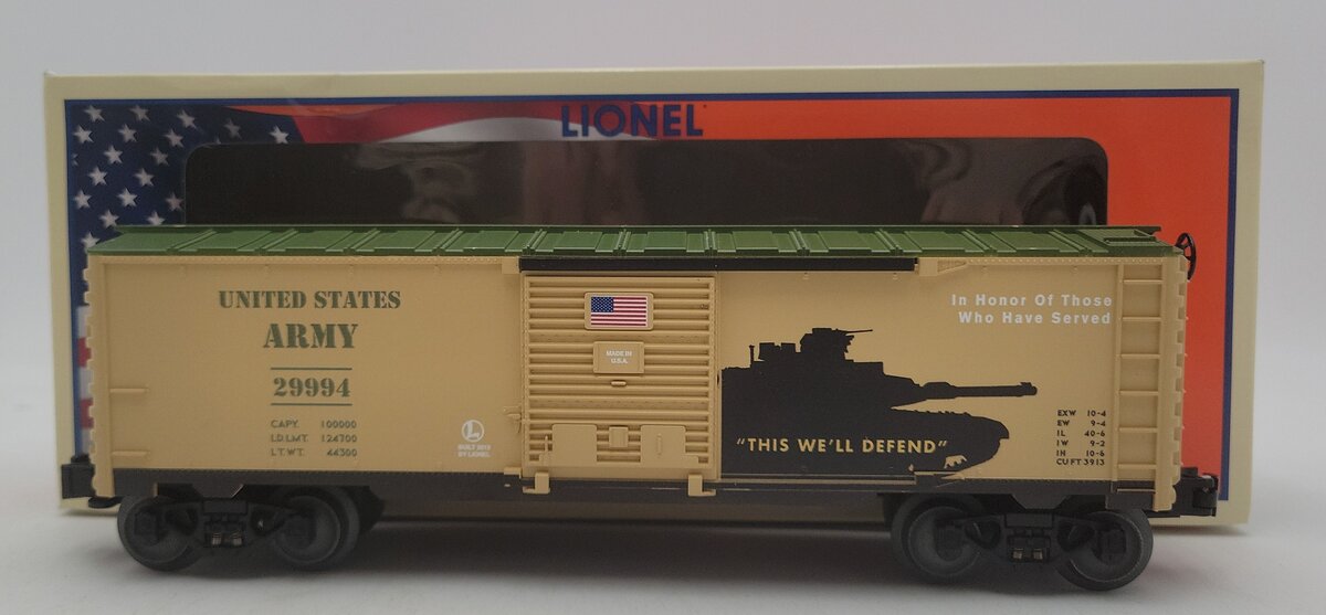 Lionel 6-29994 O USA Army Boxcar EX/Box