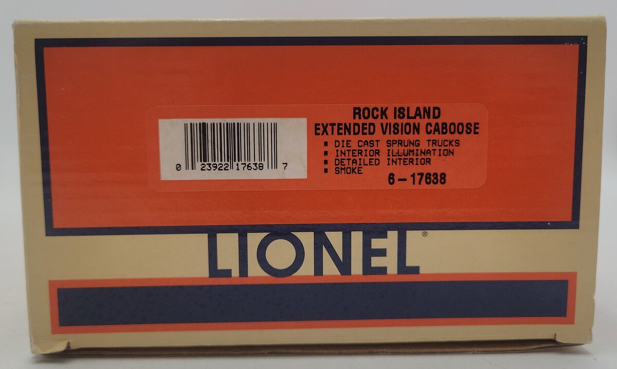 Lionel 6-17638 O Gauge Rock Island Extended Vision Lighted Caboose #17011 EX/Box