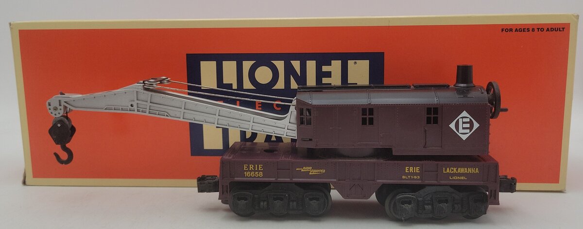 Lionel 6-16658 O Gauge Erie Lackawanna 6- Wheel Crane Car VG/Box
