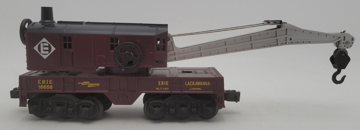 Lionel 6-16658 O Gauge Erie Lackawanna 6- Wheel Crane Car VG/Box
