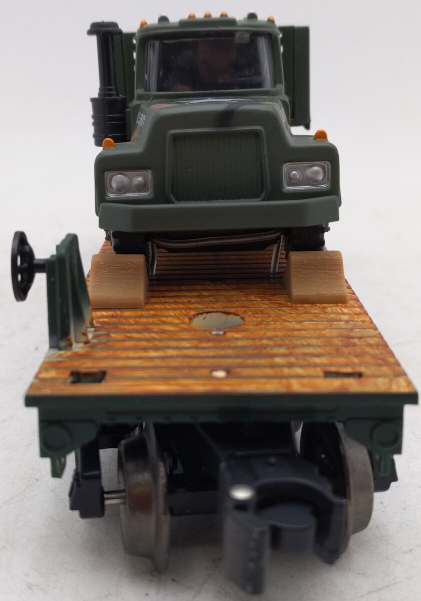 Menards 279-2671 O Gauge Army Flatcar w/ Mack Truck Load #54739 EX/Box