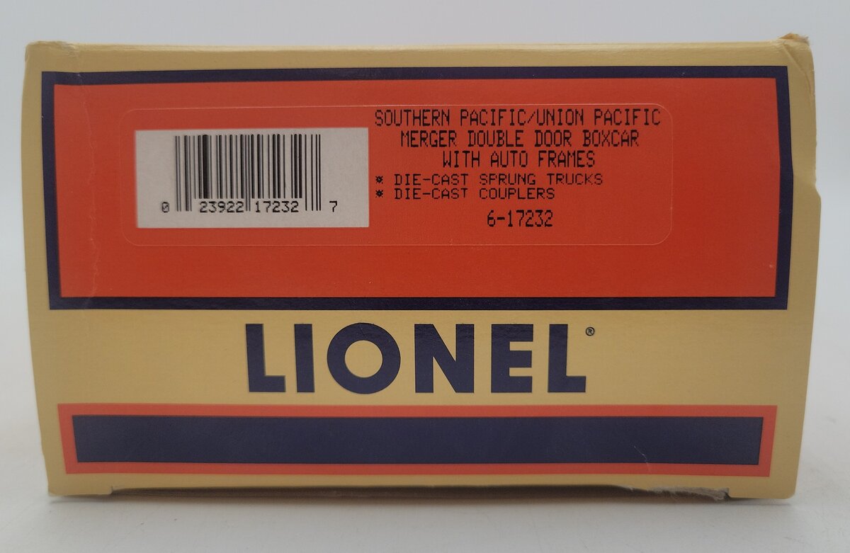 Lionel 6-17232 O Gauge SP/UP Merger Double Door Boxcar #9200 w/Auto Frames EX/Box