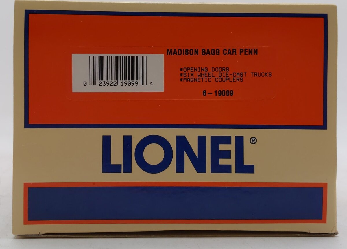 Lionel 6-19099 O Gauge Pennsylvania "Liberty Cap" Madison Baggage Car #2623 EX/Box