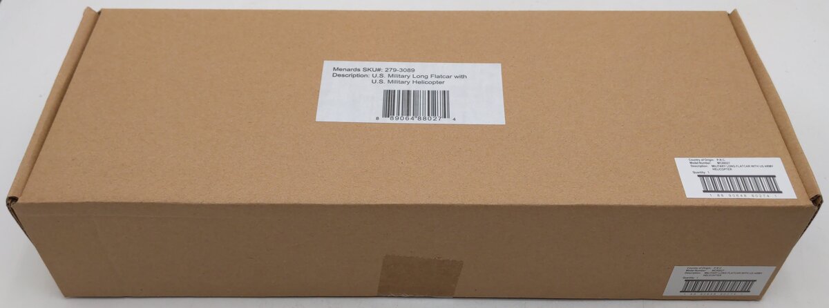 Menards 279-3089 O Gauge U.S. Military Long Flatcar w/ Helicopter #04046 LN/Box