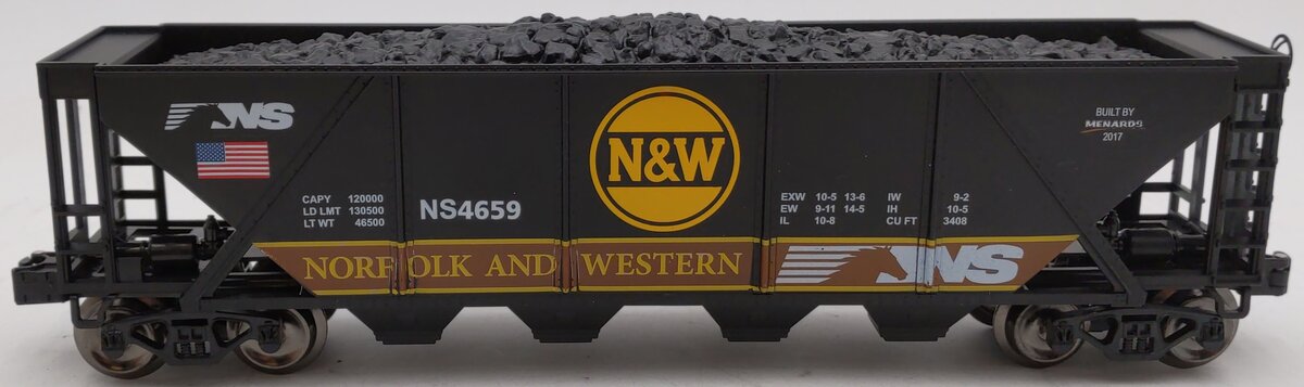 Menards 279-3857 O Gauge Norfolk & Western Hopper Car #4659 LN/Box