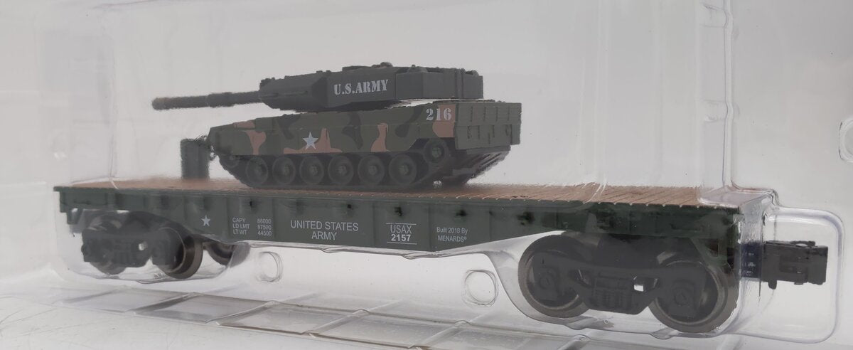 Menards 279-4486 O Military Flatcar w/ Military Tank #2685 MT/Box