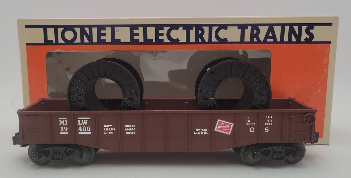 Lionel 6-19400 O Gauge Milwaukee Road Gondola with Cable Reels EX/Box