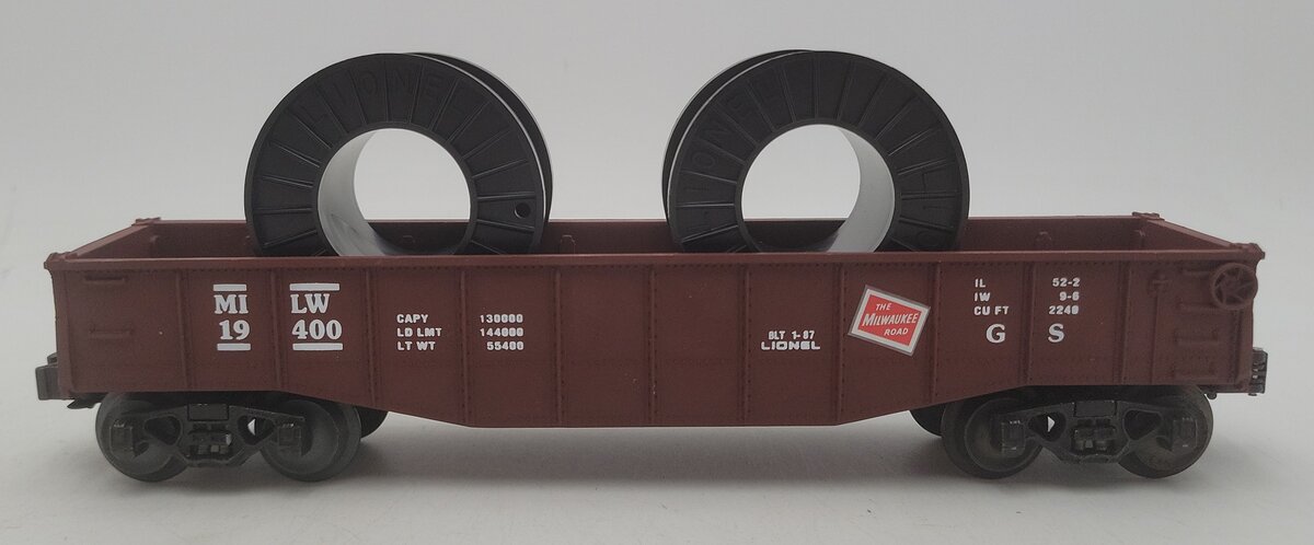 Lionel 6-19400 O Gauge Milwaukee Road Gondola with Cable Reels EX/Box