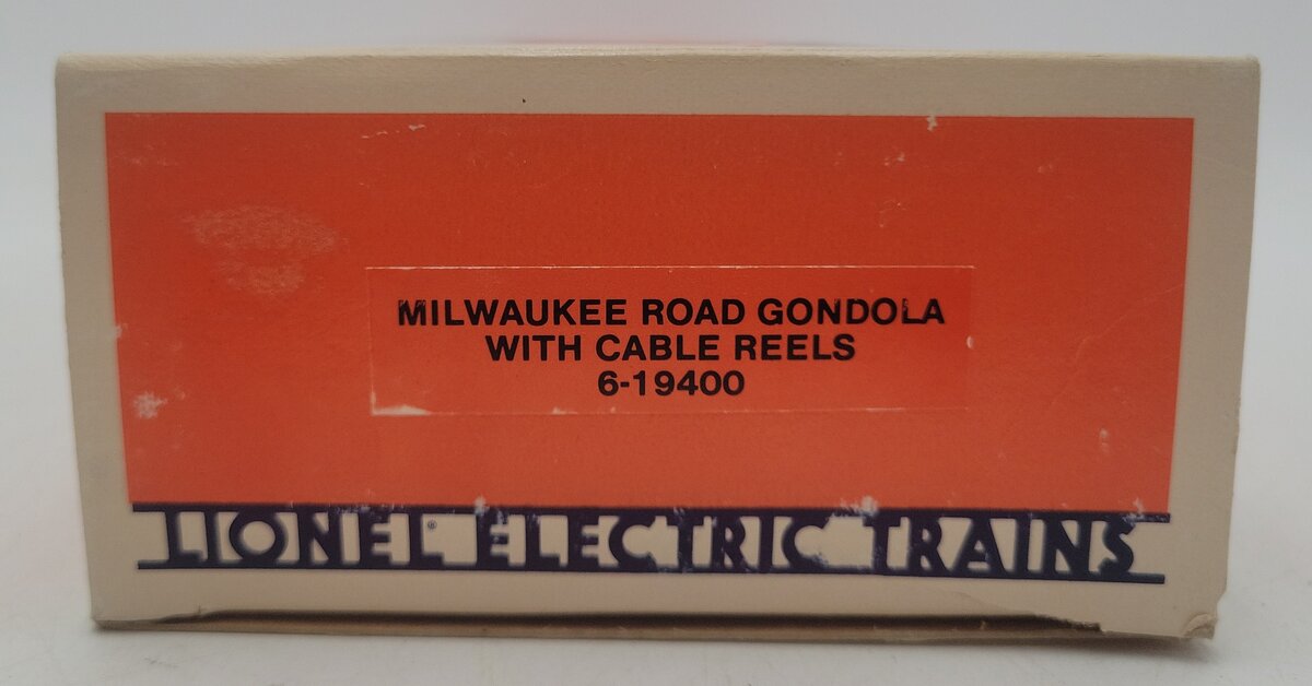 Lionel 6-19400 O Gauge Milwaukee Road Gondola with Cable Reels EX/Box
