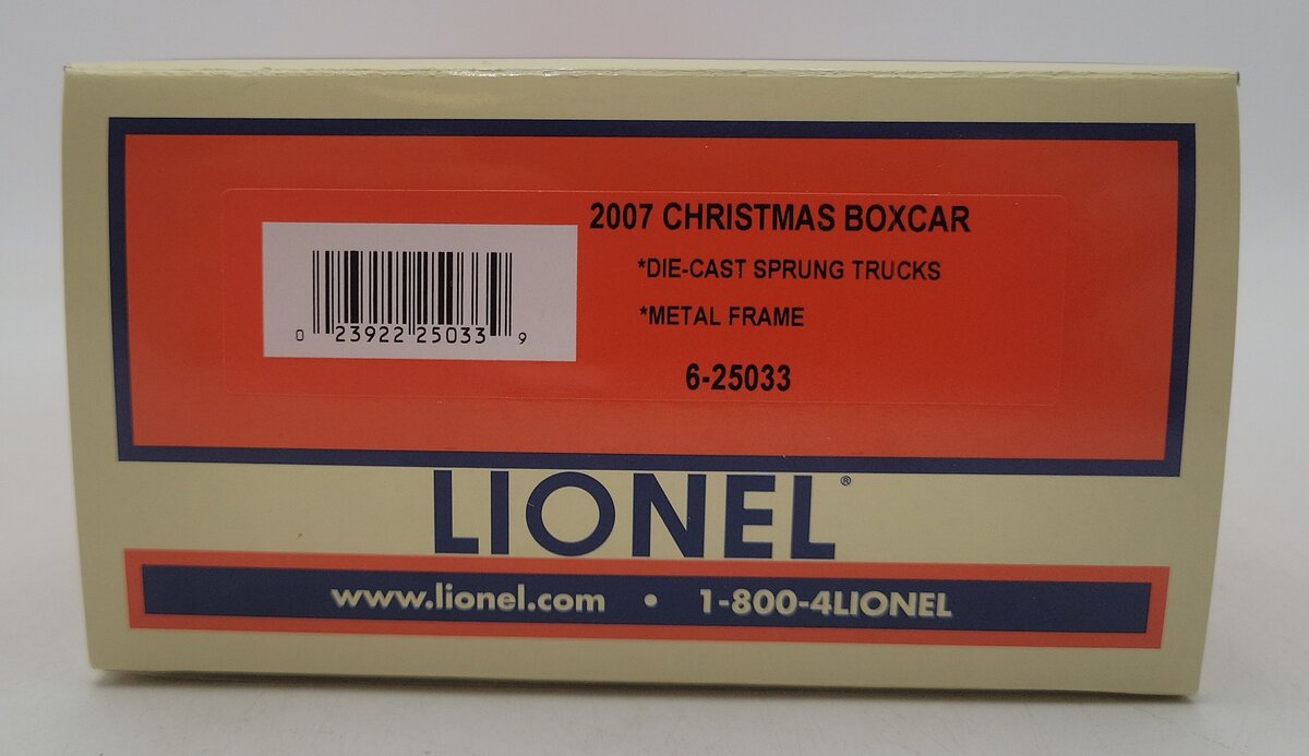 Lionel 6-25033 O Gauge 2007 Christmas Boxcar LN/Box