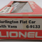 Lionel 6-9133 O Gauge Burlington Northern Flatcar #9133 with Trailers VG/Box