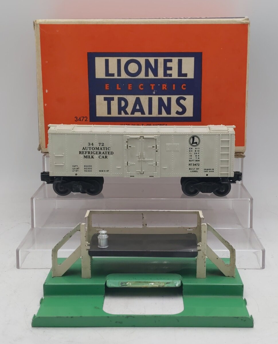 Lionel 3472 O Vintage Operating Milk Car with Platform/Box