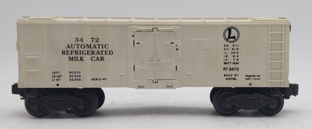 Lionel 3472 O Vintage Operating Milk Car with Platform/Box