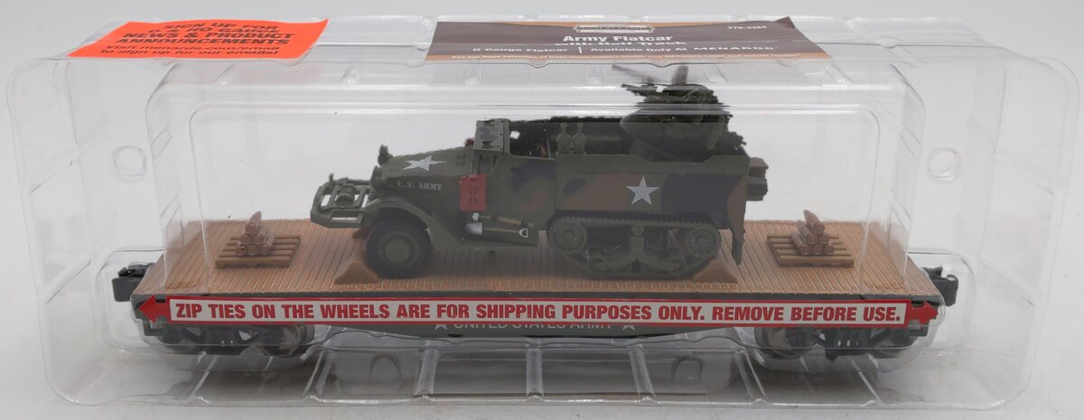 Menards 279-3384 O Gauge Army Flatcar w/ Half Track #14444 LN/Box