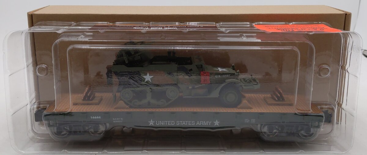 Menards 279-3384 O Gauge Army Flatcar w/ Half Track #14444 LN/Box