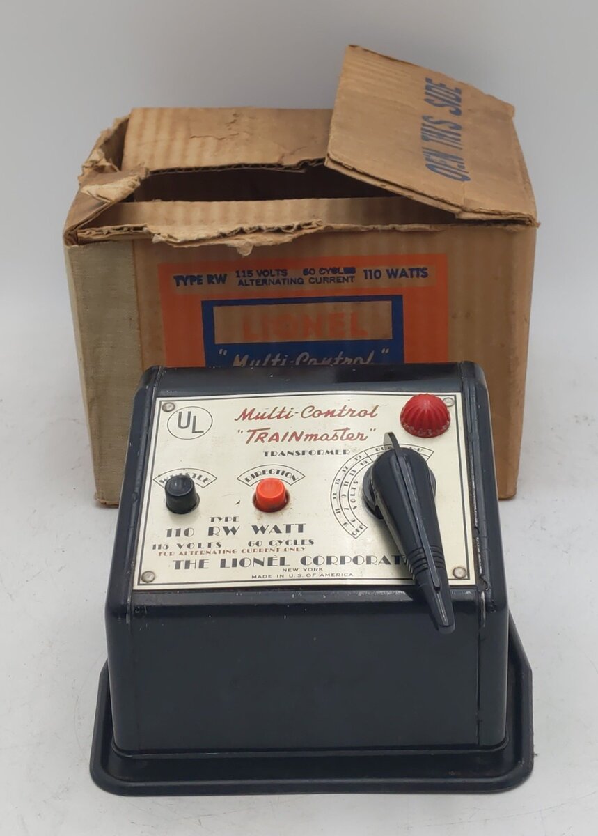 Lionel RW Vintage O 110 Watt Transformer w/Whistle VG/Box