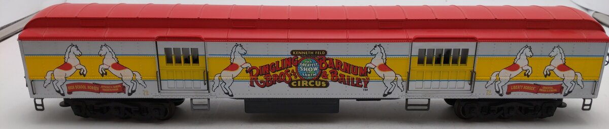 K-Line K83-0072-1 O Ringling Bros. Circus 18" Heavyweight Baggage-Horse Car #72 EX/Box