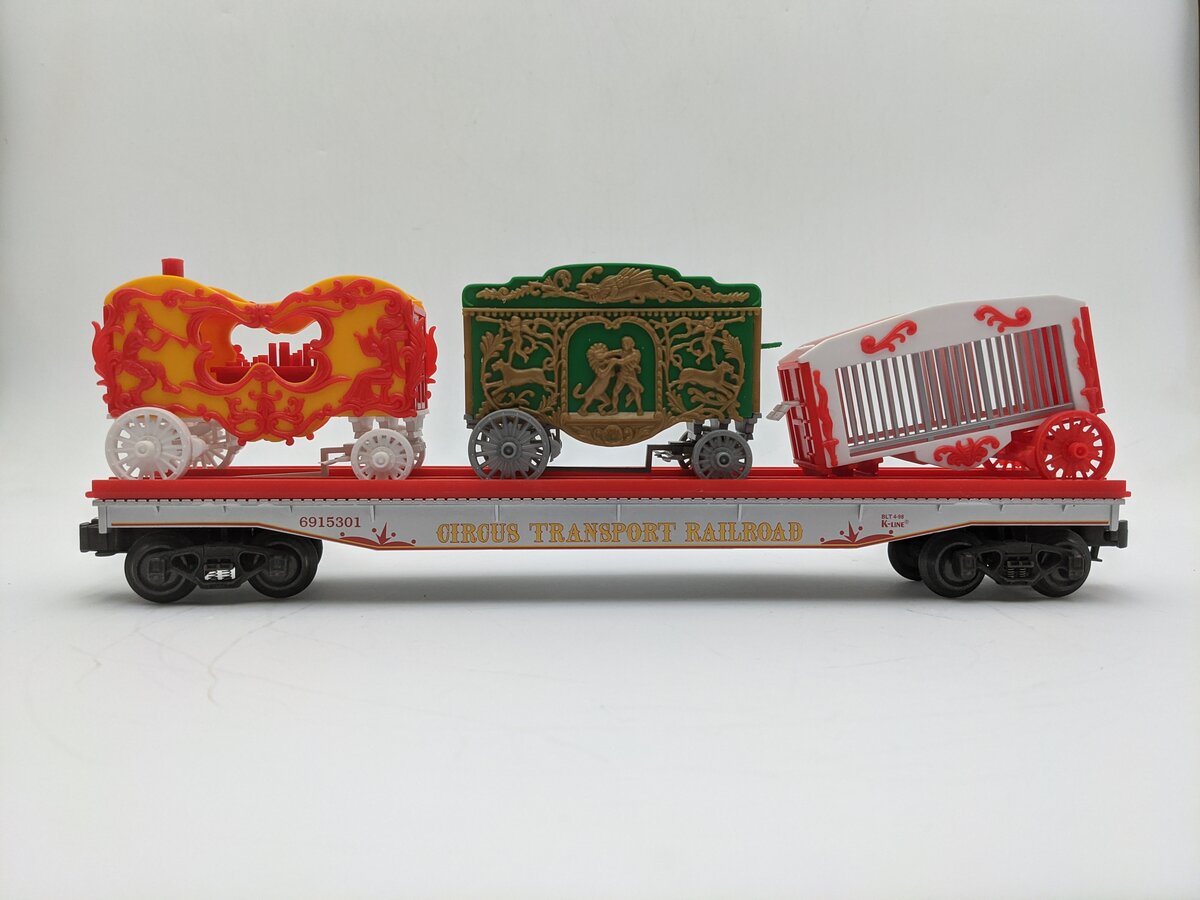 K-Line K691-5301 O Gauge Circus Transport Flatcar w/ Wagons EX/Box