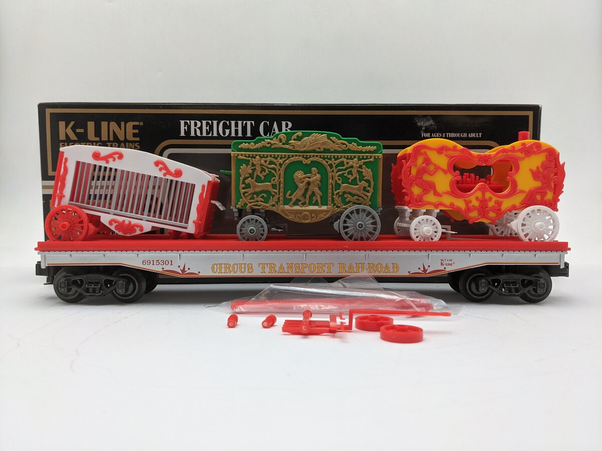 K-Line K691-5301 O Gauge Circus Transport Flatcar w/ Wagons EX/Box