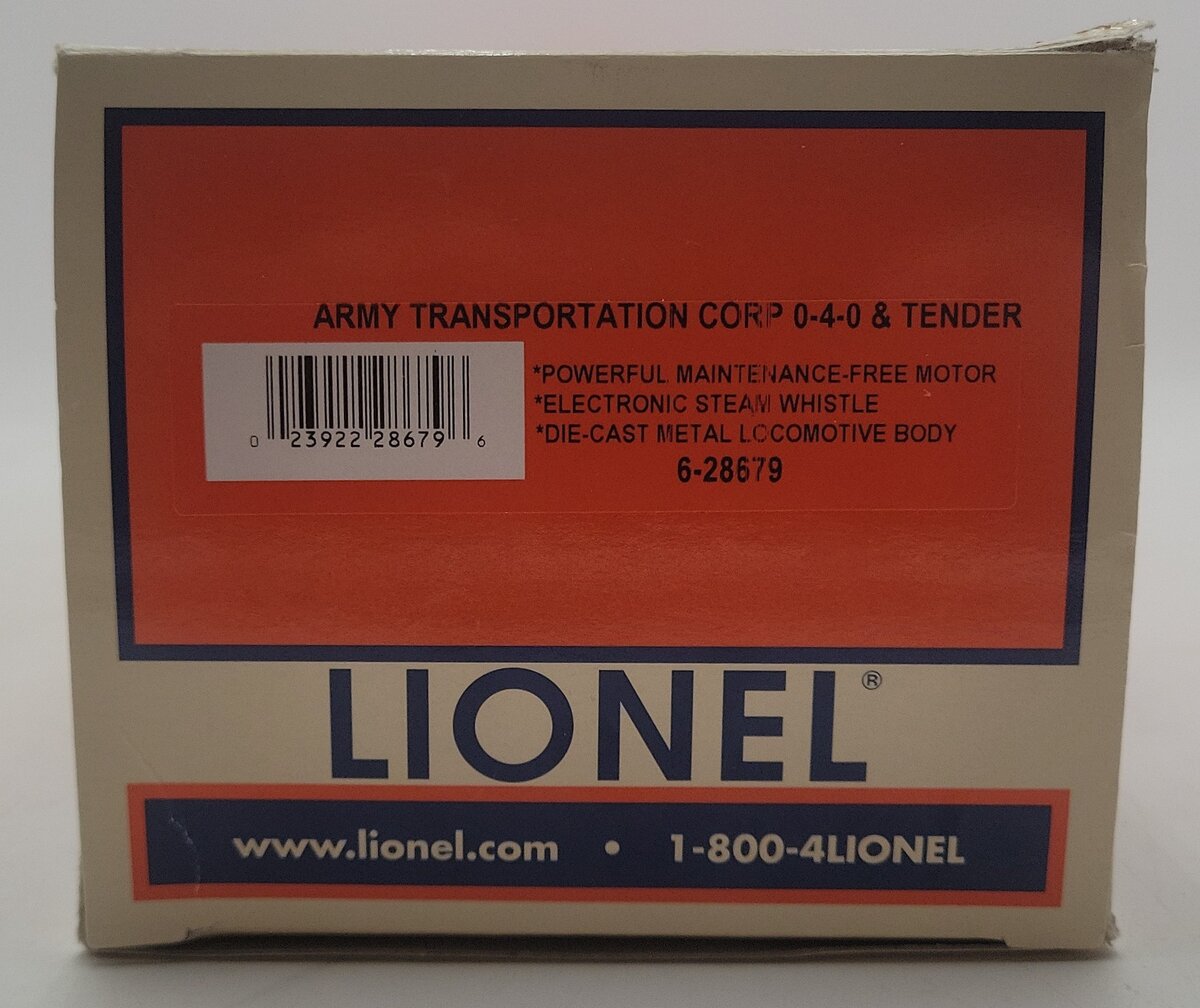 Lionel 6-28679 O Gauge Army Transportation 0-4-0 Steam Locomotive & Tender #40 EX/Box